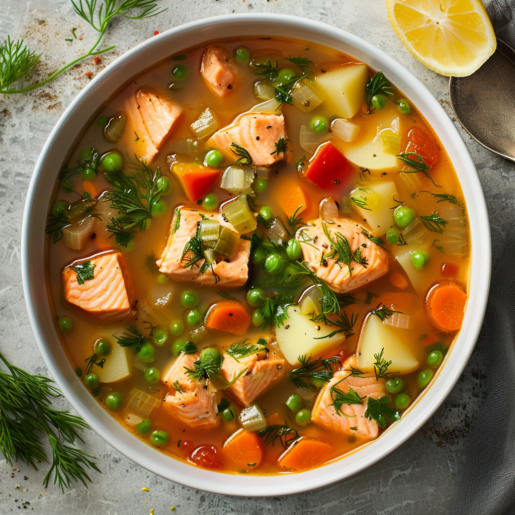 Refreshing Mediterranean Salmon Soup Recipe