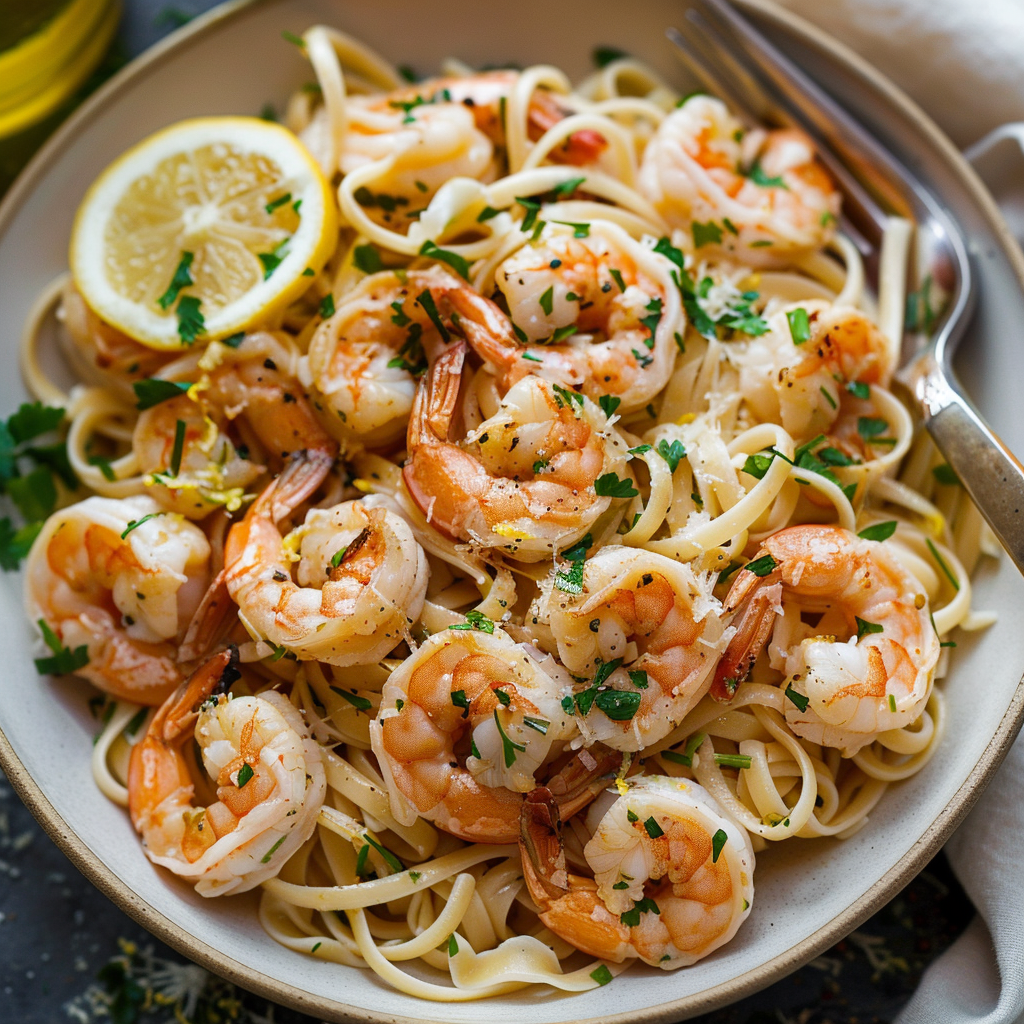 Lemon Garlic Scampi Pasta Recipe