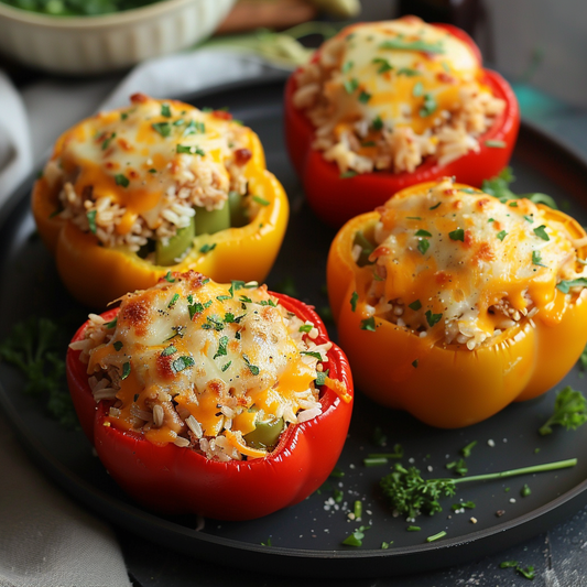 Cheesy Tuna Fillet Stuffed Capsicums Recipe