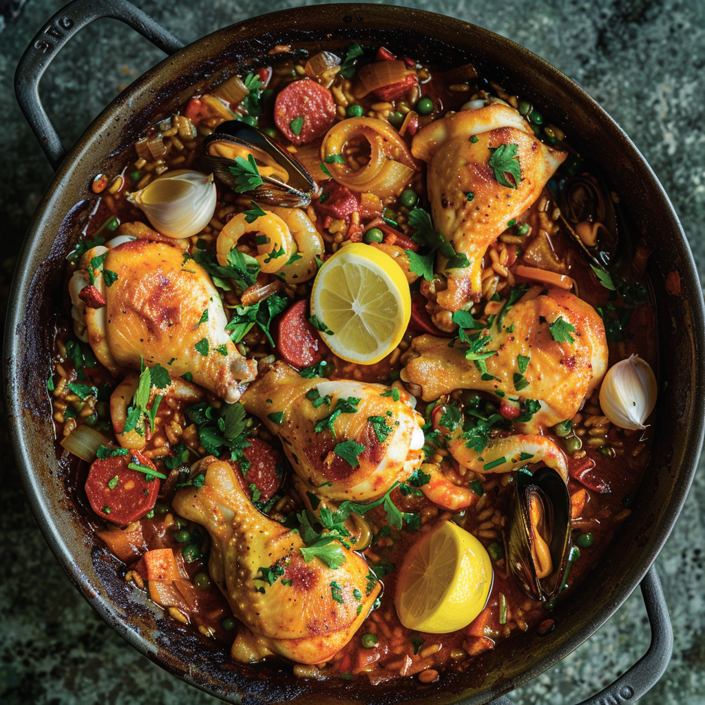 Traditional Spanish Seafood Paella