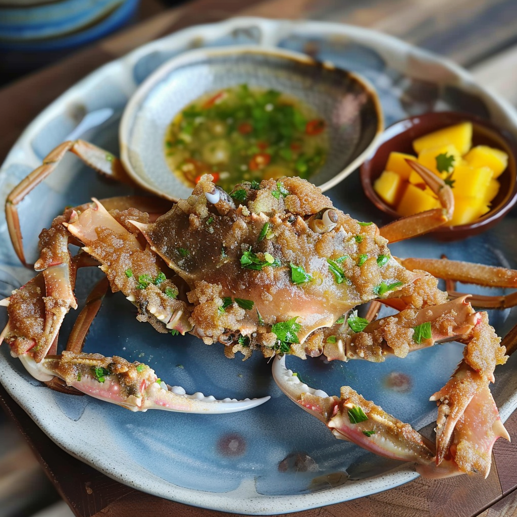 Crispy Soft-Shell Crabs with Tropical Mango-Chili Sauce Recipe