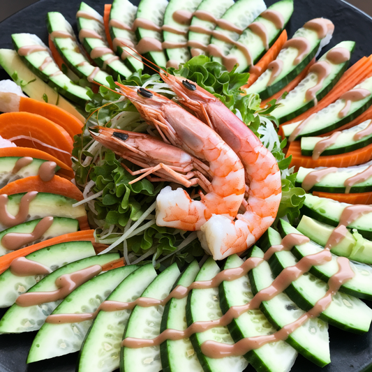 Fusion Sushi Salad with Prawns & Zesty Wasabi Dressing recipe