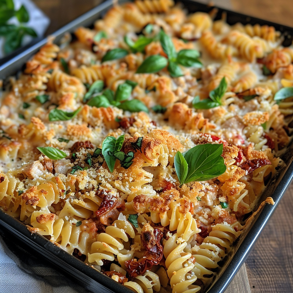 Creamy Sun-Dried Tomato Tuna Pasta Bake Recipe