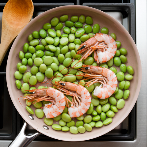 Combine Edamame and Prawns