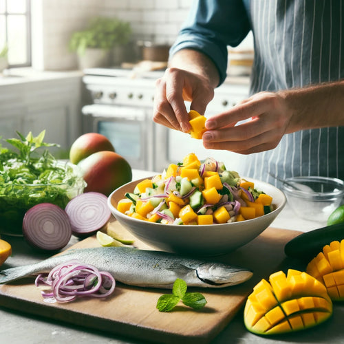 Prepare the Mango Salsa: