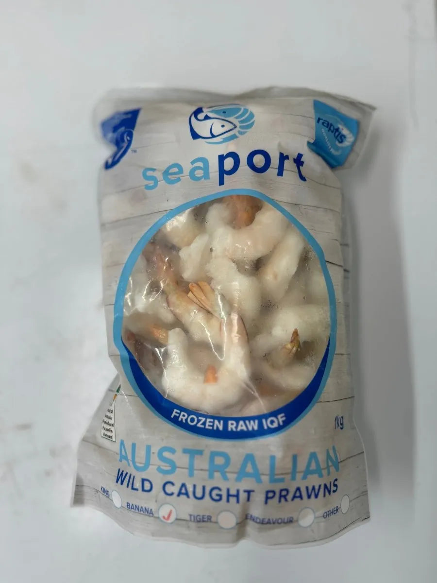 Frozen Raw Australian Banana Prawn Cutlets in a Packaging