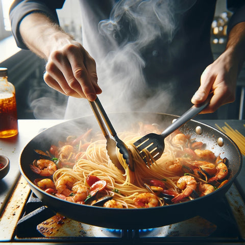 结合意大利面和海鲜: