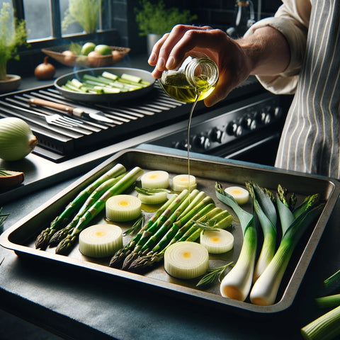 Grill Leeks and Asparagus: