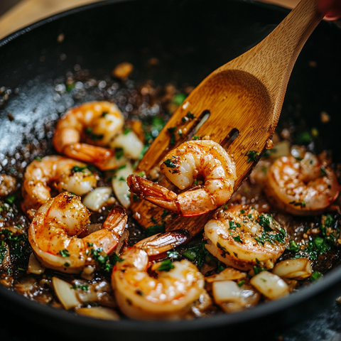 Sauté Aromatics & Cook Prawns