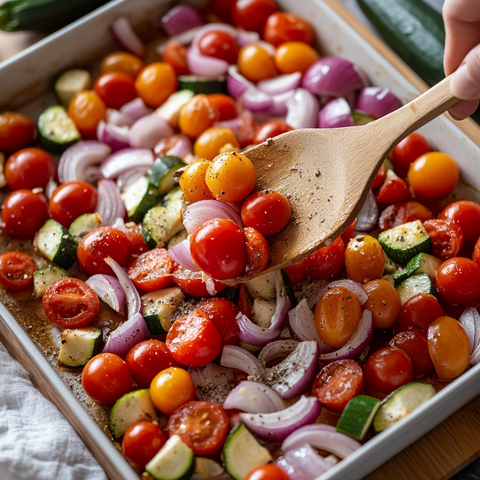 Prepare the vegetables and fish