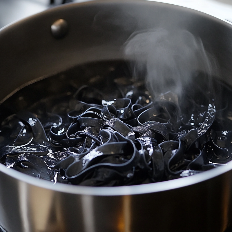 Squid Ink Pasta with Chilli Garlic Prawns and Lemon Zest Recipe ...