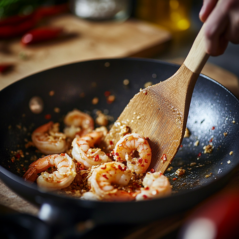 Sauté the prawns