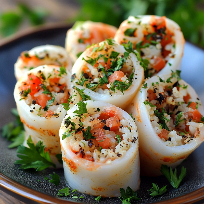 Mediterranean-Style Stuffed Calamari with Herbs and Rice Recipe ...