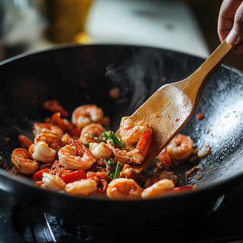 Cook the Prawns and Vegetables