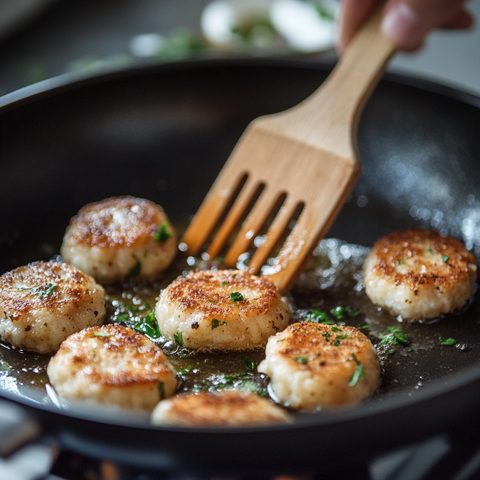 Shape and Cook the Prawn Cakes