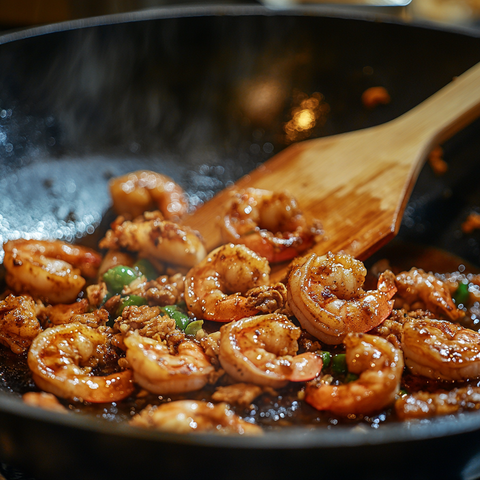 Cook the Prawns and Aromatics