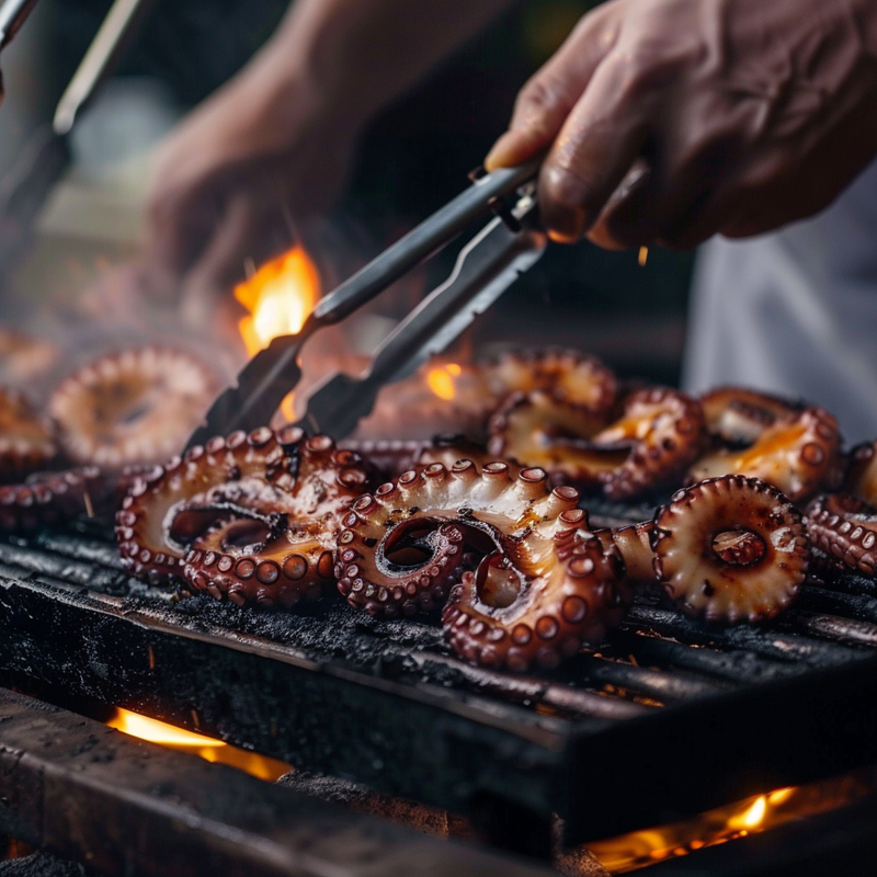 Grilled Baby Octopus with Mango Salsa and Chilli-Lime Dressing Recipe ...
