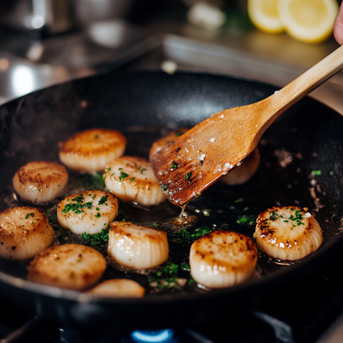 Sear the scallops