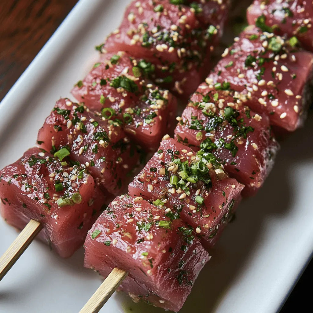 Tuna Skewer Kebab Marinated Sweet Chili Sauce