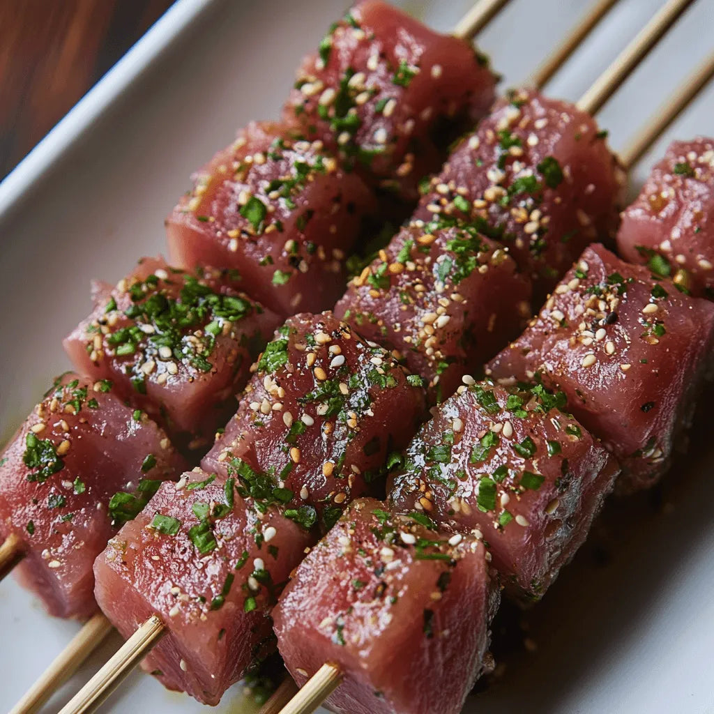 Tuna Skewer Kebab Marinated Sweet Chili Sauce