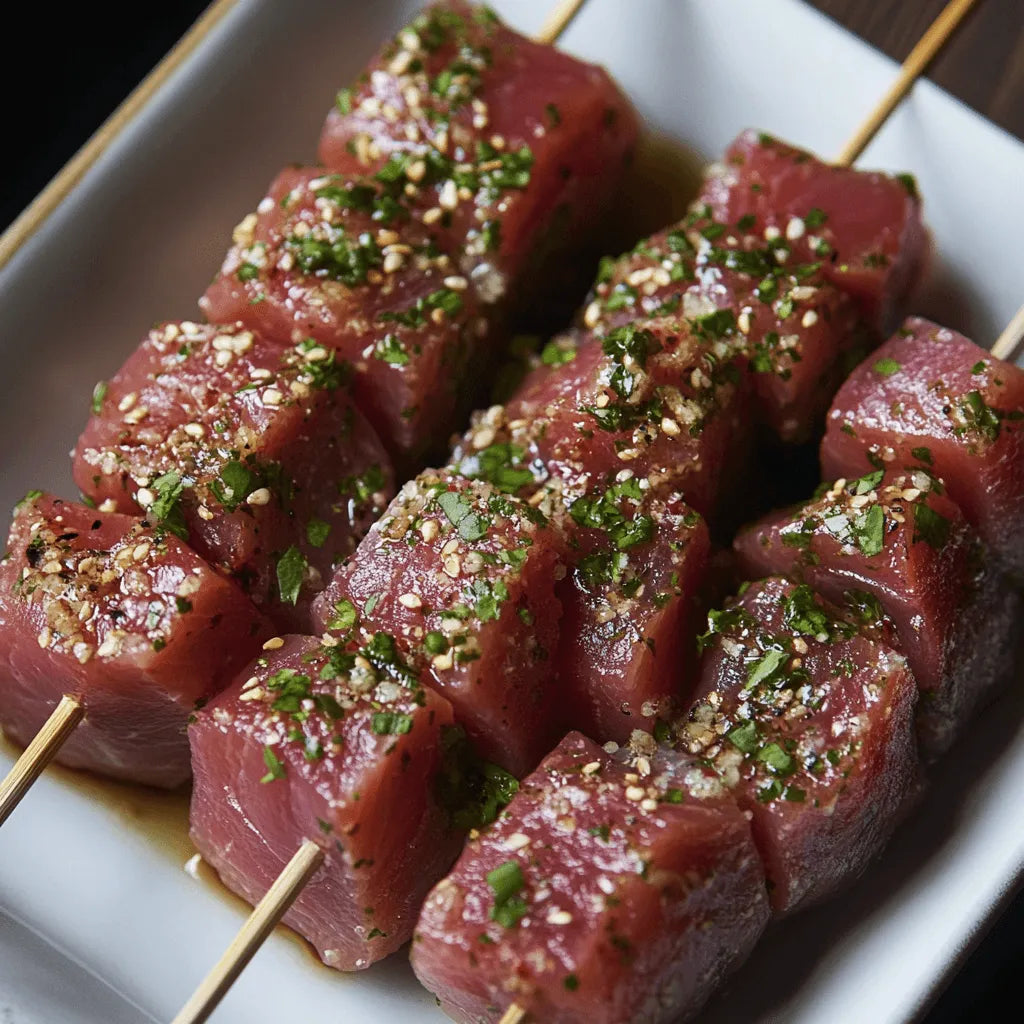 Tuna Skewer Kebab Marinated Sweet Chili Sauce